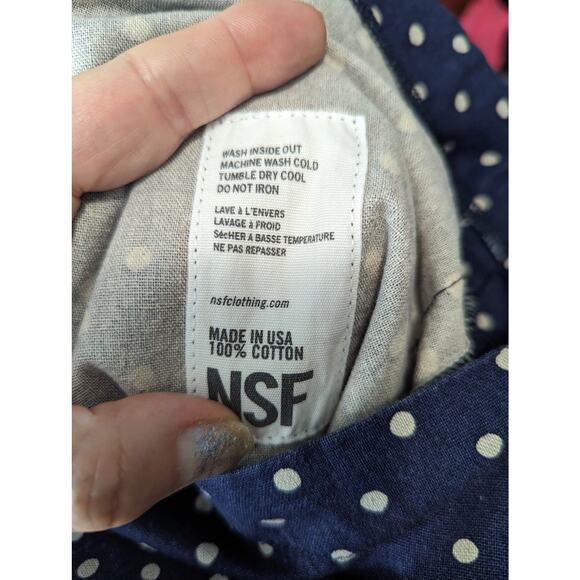 NSF Carlson Pant Drop Crop Navy White Polka Dot Drawstring Waist Crop NWT M - Picture 5 of 11